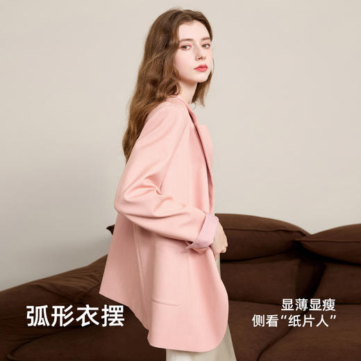 三彩2026春季新款休闲西装外套双排扣简约正肩小西服宽松气质M 商品图2