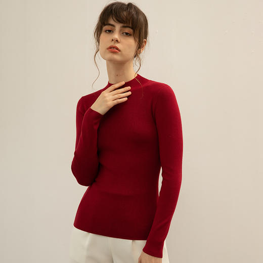 【全棉线洋气毛衣】秋冬款 半高领紧身针织衫 修身丝光棉长袖打底  商品图9
