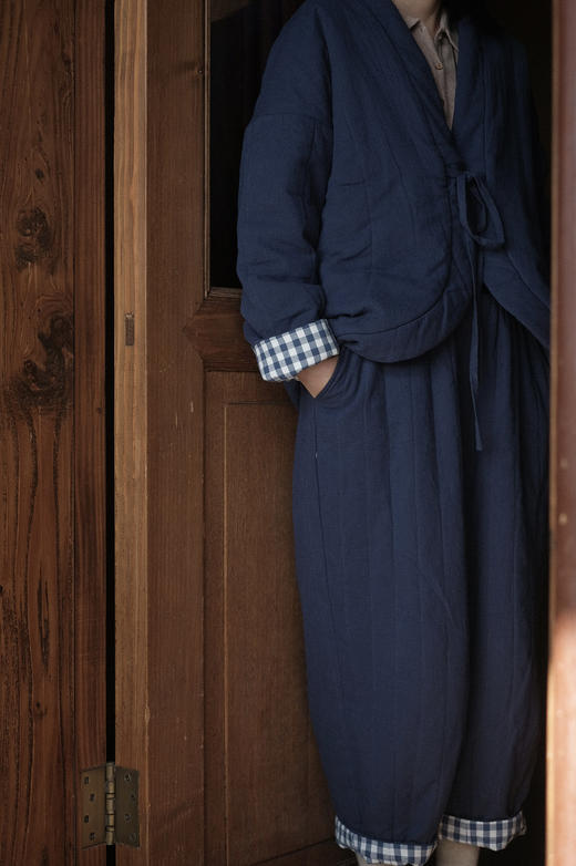禅定 | “温室”超柔套装 - 棉麻/纯羊毛绗棉内胆｜蓝格子纯棉内衬 商品图5