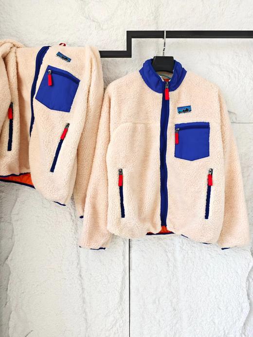 D121674拼色复古保暖叠穿柔软立领外套抓绒衣 商品图0