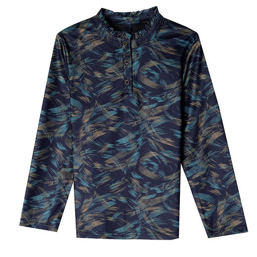 KQL E333N3153半高领印花上衣荷叶领打底衫大码T恤 商品图4