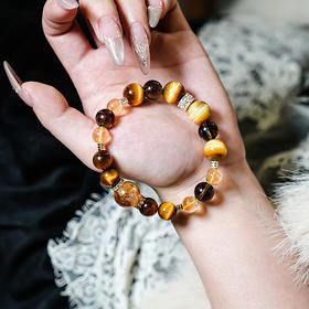 金霸大综合天然石招财金虎眼石黄塔晶设计水晶手串礼物