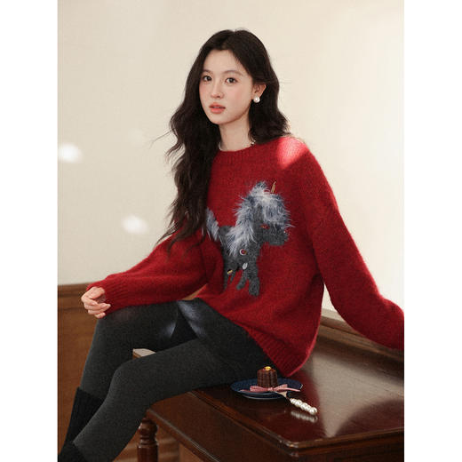 鹿向南【1220/20:00新品前1小时7折限量100件】红色毛衣 商品图4