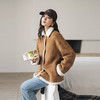 绽放824朵/纯羊毛绒面翻领羊羔毛一手长外套女宽松显瘦冬季厚外套 商品缩略图0