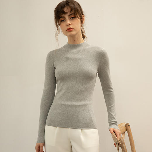 【全棉线洋气毛衣】秋冬款 半高领紧身针织衫 修身丝光棉长袖打底  商品图7