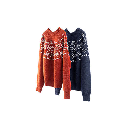 特绽放828朵/费尔岛毛衫复古文艺撞色套头毛针织衫设计感内搭毛衣 商品图4