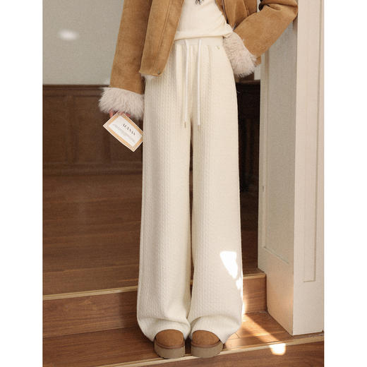 鹿向南【1220/20:00新品前1小时7折限量100件】杏色加厚休闲裤 商品图0