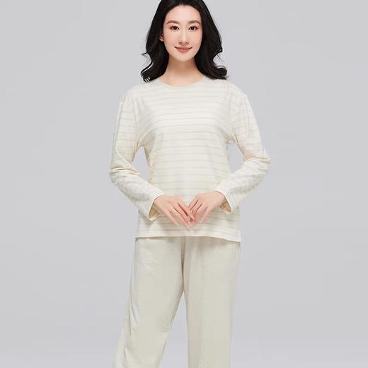 【女士薄款短袖/长袖家居服】100%棉素道有机彩棉-女士混色（条纹）纯棉家居服套装（基地直发-申通包邮），来自敦煌，品牌：素道【合作生产，公平贸易】 商品图2