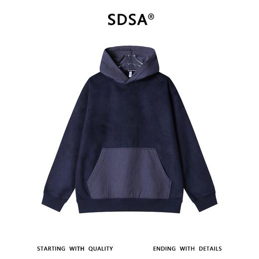SDSA男士秋冬新款痞帅男装潮牌撞色条纹拼接连帽卫衣百搭时尚上衣 商品图0