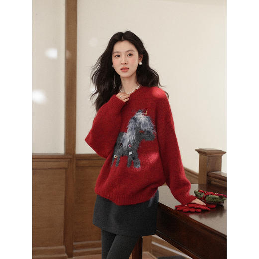 鹿向南【1220/20:00新品前1小时7折限量100件】红色毛衣 商品图2