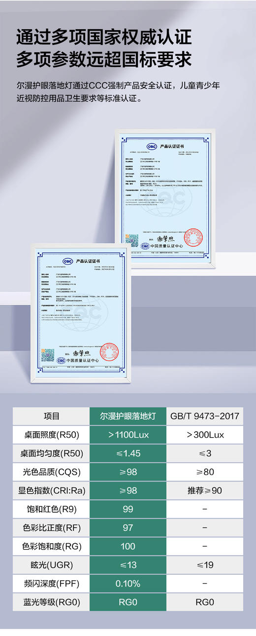 9代 尔漫 护眼落地灯 小路灯 全光谱 读写桌专用（联系馆长购买可享内部优惠价） 商品图7