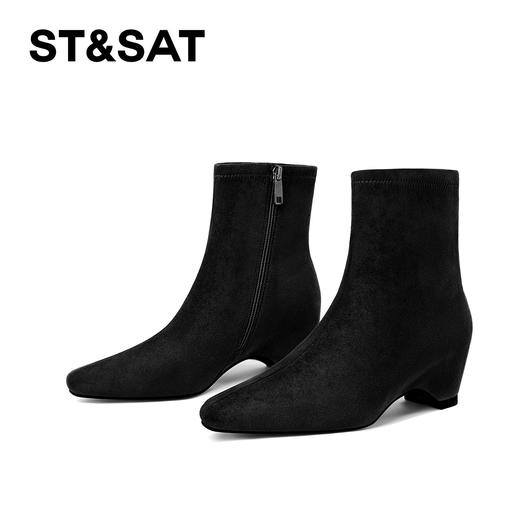 【绒里可选】星期六美拉德方头坡跟瘦瘦靴SSD4116Y8J/SSD4118YD9 商品图8