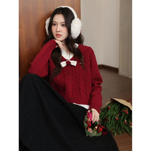 鹿向南【1220/20:00新品前1小时7折限量100件】红色毛衣 商品图4