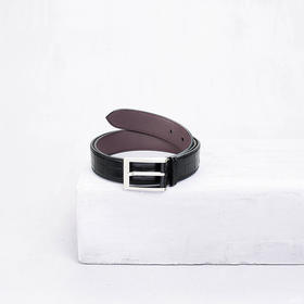 【Camille Fournet】黑色鳄鱼皮方扣皮带