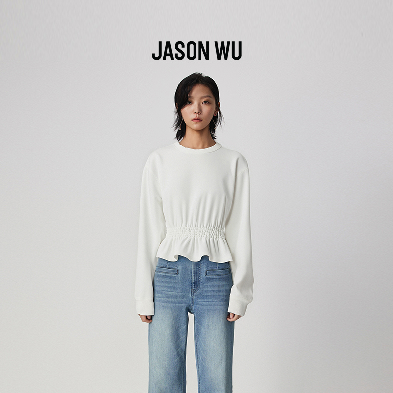 【JASON WU】秋季新款通勤百搭针织拼接长袖上衣卫衣女