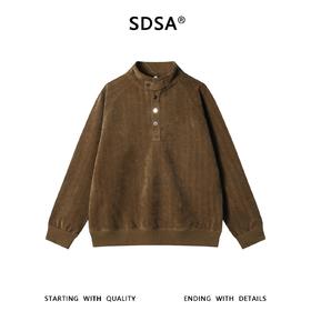 SDSA男士秋冬新款痞帅男装美式高街拼接按扣立领卫衣百搭时尚上衣