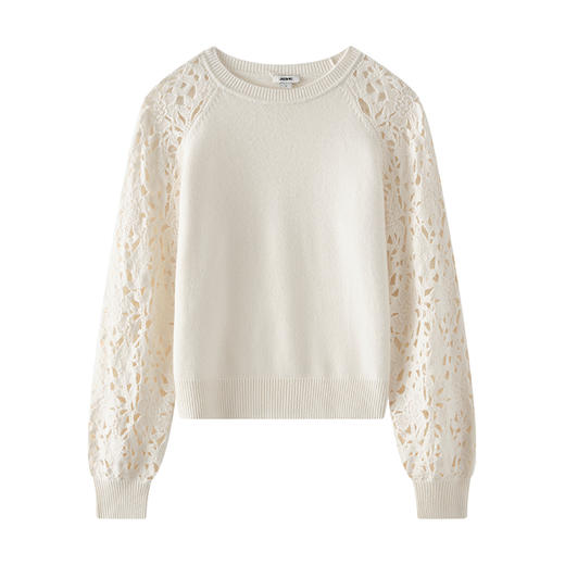 【JASON WU】(多色)秋季新款花朵镂空绵羊毛拼接宽松花卉设计上衣针织衫女 商品图6