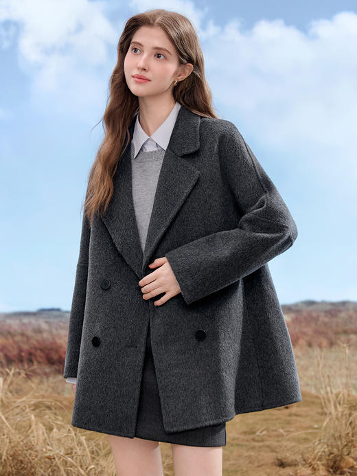 【百图lulu定制】【十年双面呢】 经典西装翻领  绵羊毛呢子外套 一手长 双面呢 商品图7