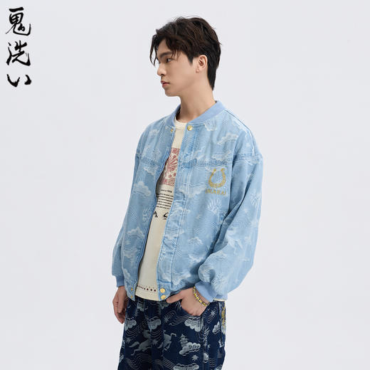 ONIARAI/鬼洗26春季马纹松叶提织金马蹄棒球领牛仔外套男 B340250 商品图1