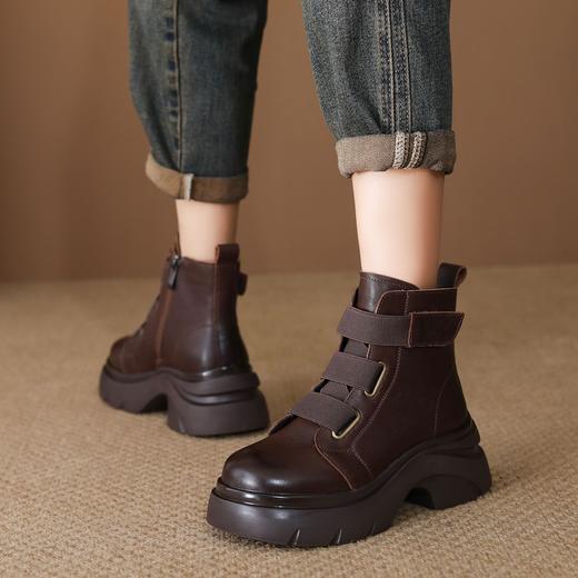 FR 85260马丁靴保暖加绒复古圆头魔术贴小众短靴 商品图2