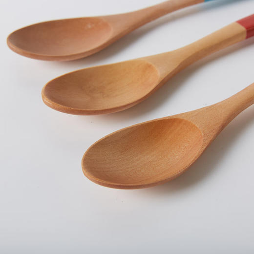 分色木质长柄勺子调羹咖啡勺甜品勺3支装 商品图2