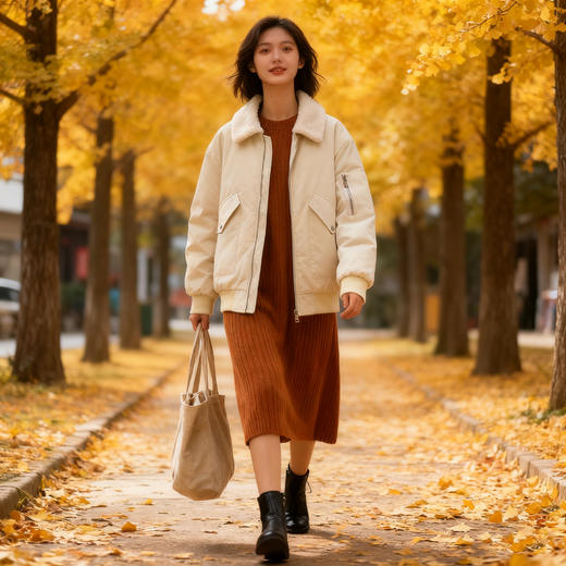 💥把帅气穿身上【 Schenvega 羊羔毛翻领棉衣机车服外套B1-M333款】年末清仓💰白菜价秒了❗有点子酷“韩”在身上的，软软糯糯又不臃肿～ 商品图0