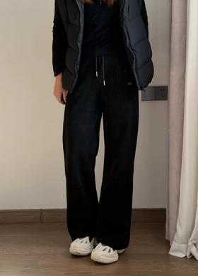 D121639冬季加厚加绒字母刺绣百搭休闲卫裤女士长裤