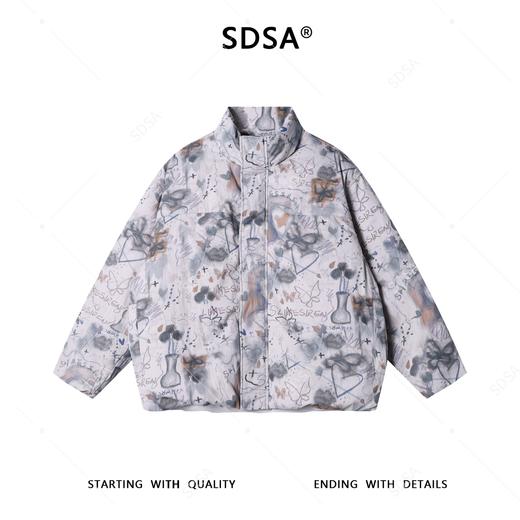 SDSA男士秋冬新款痞帅男装高街涂鸦立领羽绒服外套百搭宽松简约 商品图0