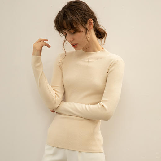 【全棉线洋气毛衣】秋冬款 半高领紧身针织衫 修身丝光棉长袖打底  商品图6