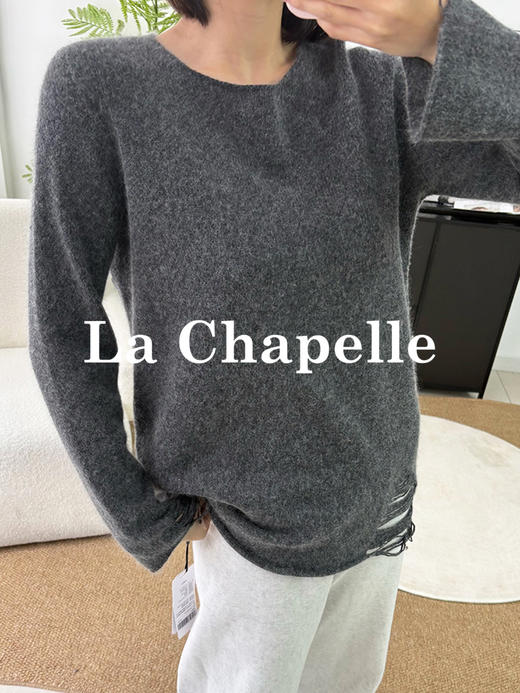 会员福利【兔毛/绵羊毛+镂空钩边】拉夏贝尔/La Chapelle舒适亲肤不扎~高品质羊毛衫！时髦圆领毛衣 商品图12