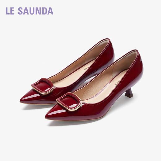 莱尔斯丹时尚通勤小方头饰扣浅口细高跟6T52303 - BOP 商品图0