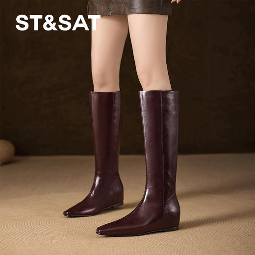 星期六摩登小方头长筒骑士靴SSD4117YDA 商品图0