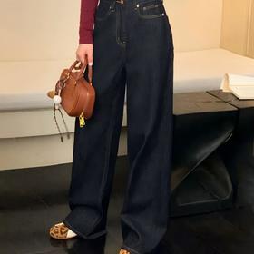 cosAcosB 升级水貂绒丹宁原色信封口袋阔腿牛仔裤68891（下单3-5天发货）