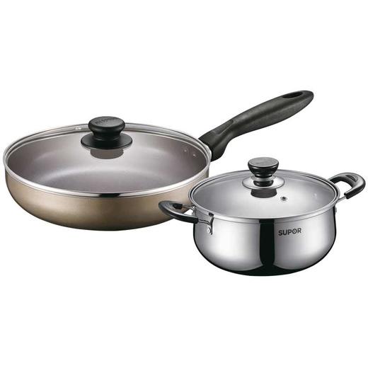 苏泊尔（SUPOR）平底煎炒锅汤锅锅具套装温馨之家优选两件套 VTP1705T 24cm 20cm 商品图0
