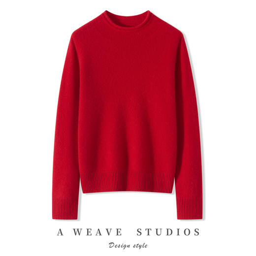 【清河羊毛羊绒专场】鹿展Z230女士一线成衣卷边半高领羊绒衫 商品图0