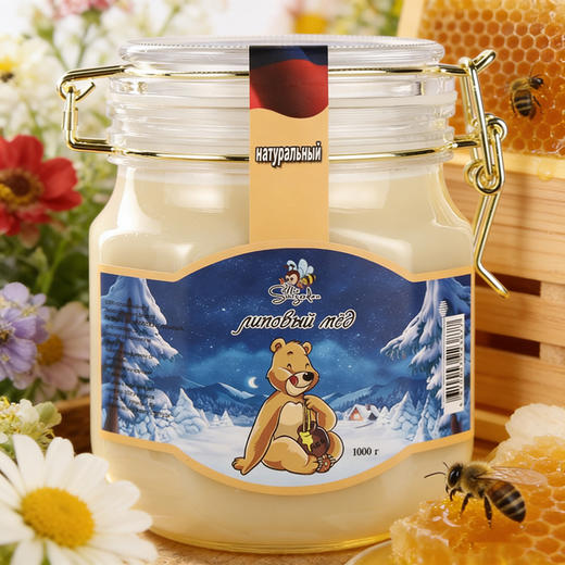 疯抢中！！【俄罗斯原瓶进口椴树蜂蜜】天然原始森林 色泽透亮奶白 口感香甜软糯 甜而不腻 1000g*2罐装 商品图1
