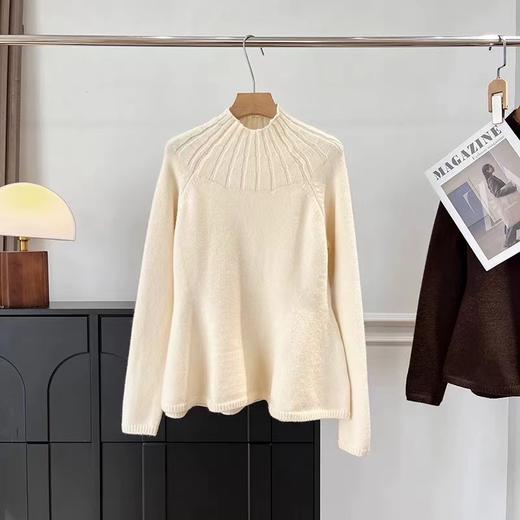 D121626半高领荷叶边针织衫女2025秋冬新款套头毛衣 商品图1