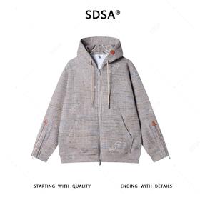 SDSA秋冬新款痞帅男装美式高街拉链设计开衫连帽针织卫衣百搭休闲