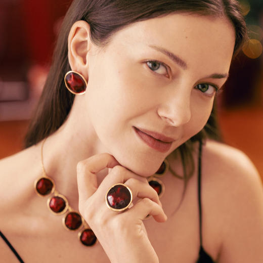 【辛芷蕾&吴昕&刘孜同款】Art Nouveau新艺术时期 | 红色波纹耳环 商品图1