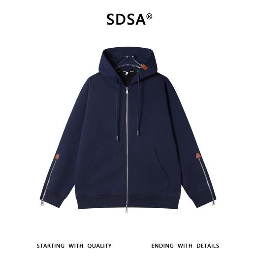 SDSA男士秋冬新款痞帅男装韩版纯色拉链宽松连帽卫衣外套百搭舒适 商品图0