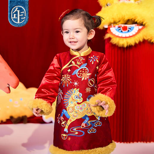 年衣童装婴童旗袍冬季新款宝宝男女童连衣裙中式马上顺婴童旗袍 商品图4
