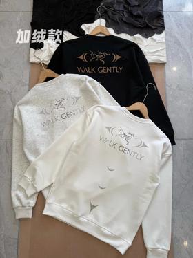 D121625冬季新款印花logo加绒圆领长袖卫衣男女同款