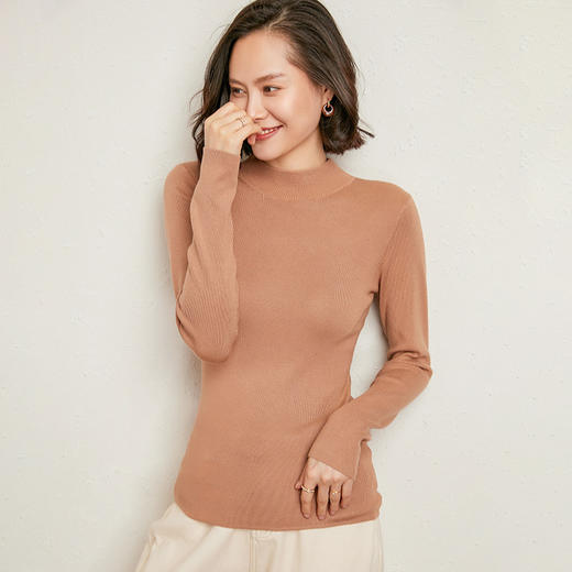 【全棉线洋气毛衣】秋冬款 半高领紧身针织衫 修身丝光棉长袖打底  商品图14