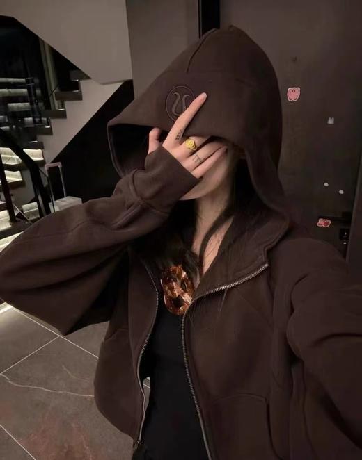 D121604加绒加厚连帽蓄热保暖拉链开衫运动上衣宽松连帽外套 商品图6