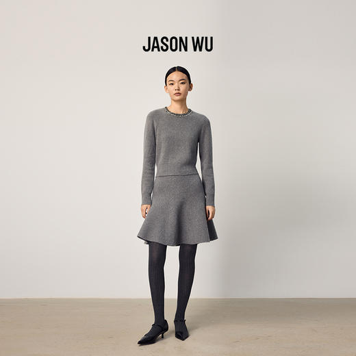 【JASON WU】2025秋冬新款简约百搭通勤修身钻饰肌理感针织衫毛衫上衣 商品图0