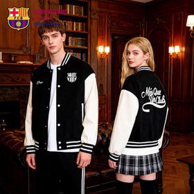 【官方正版】巴塞罗那俱乐部｜巴萨黑色棒球服黑白外套百搭