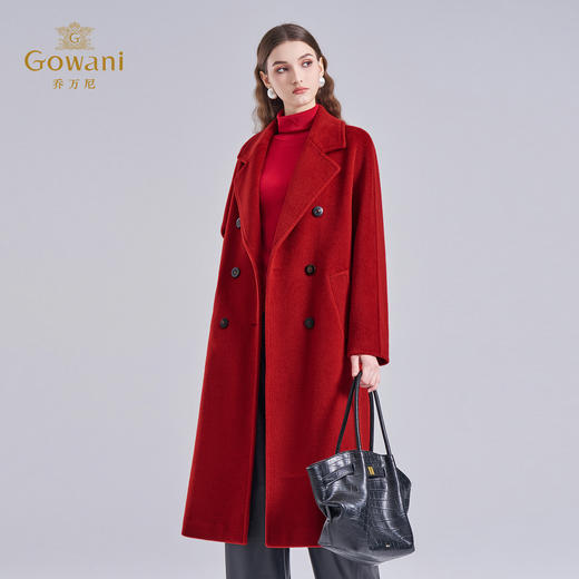 乔万尼2025冬新品宽松经典气质双排扣羊毛大衣ED4A767 商品图2