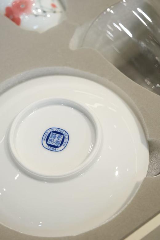 【景德镇茶具】高岭土玉泥 翠竹红梅盖碗茶具  七件套套装  送礼自用都适合 商品图10