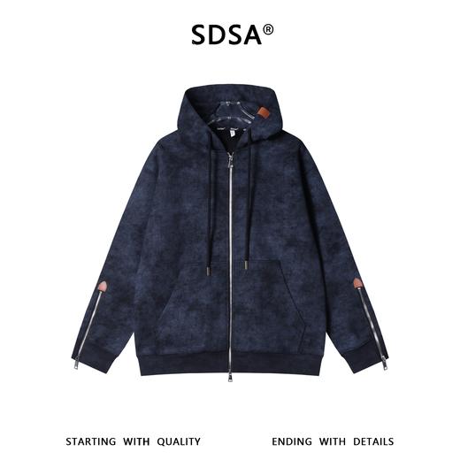 SDSA男士秋冬新款痞帅男装时尚扎染拉链设计连帽卫衣开衫外套百搭 商品图0