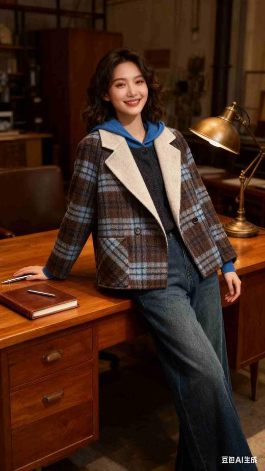 58G739全毛假两件开衫连帽毛衣 商品图12